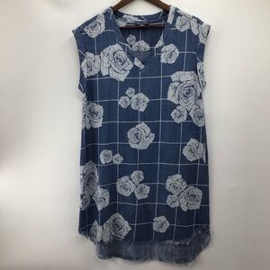 Chelsea & Theodore Blue Denim Floral Mini Dress